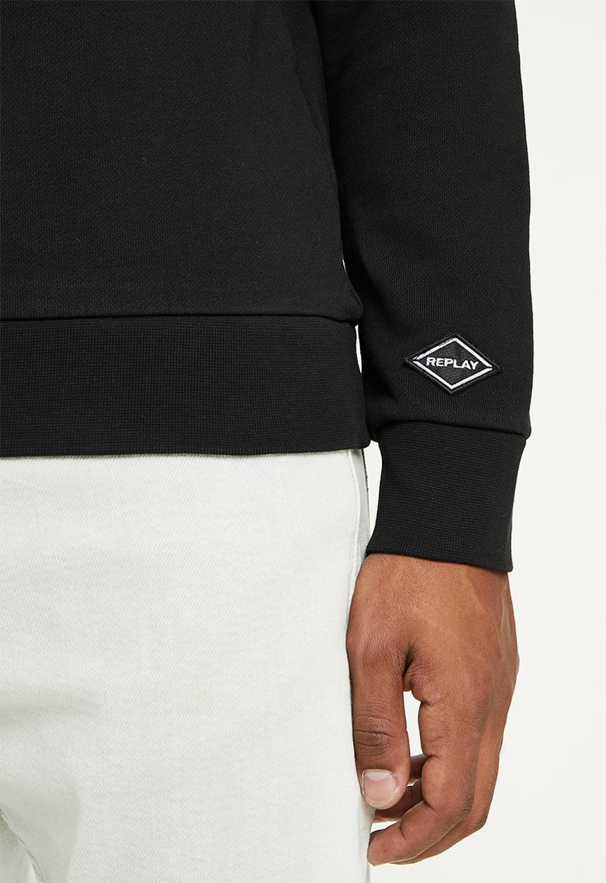 Replay - Replay side printed logo sweat crew - black