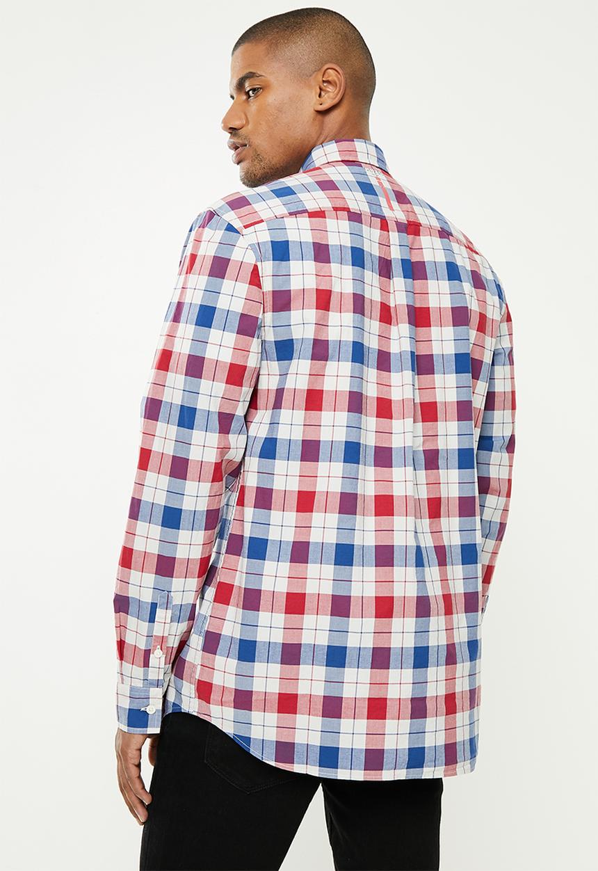 GUESS - Check long sleeve shirt - blue/white/red check