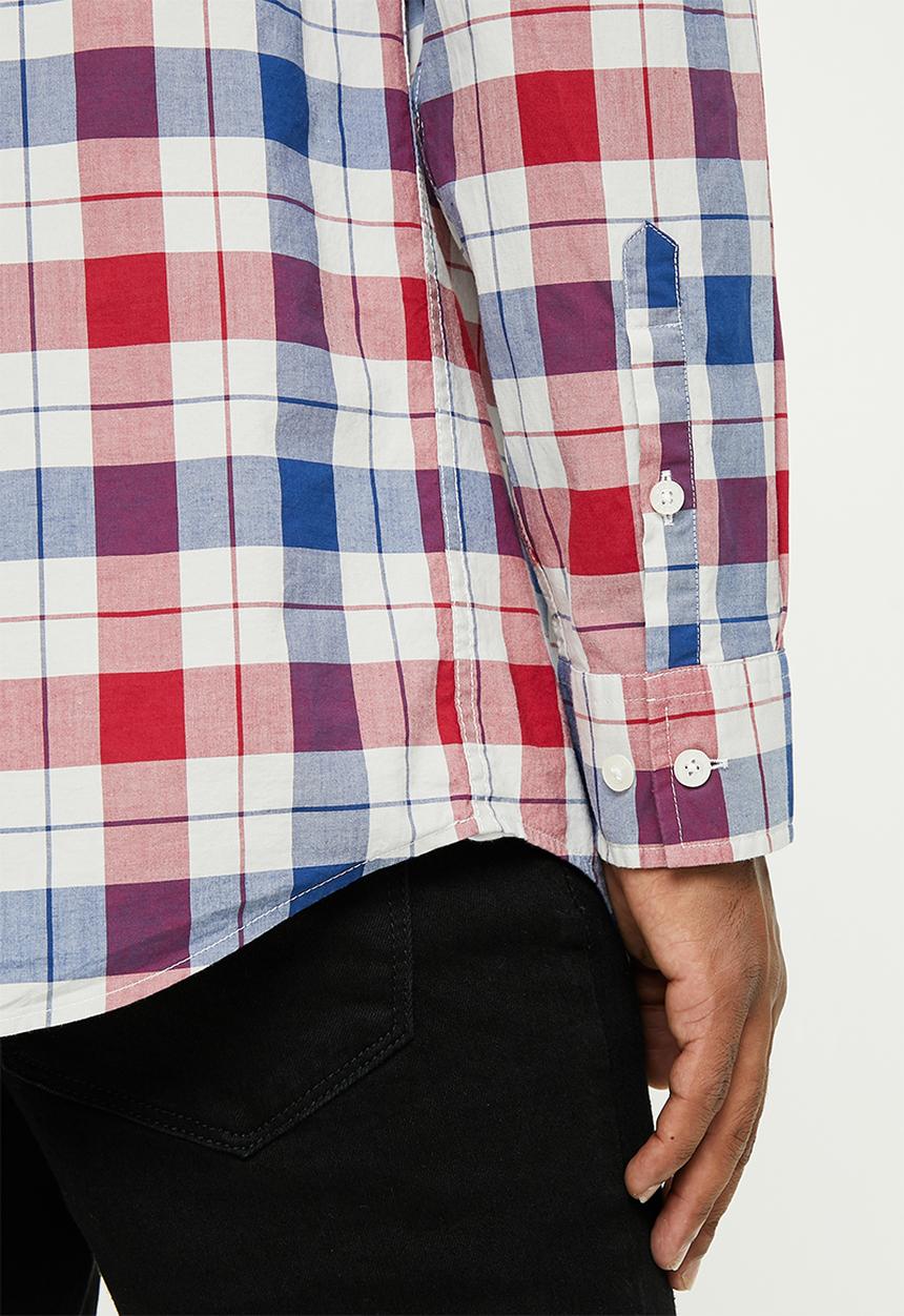GUESS - Check long sleeve shirt - blue/white/red check