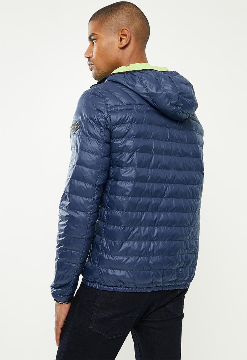 Replay - Hooded puffer jacket - blue