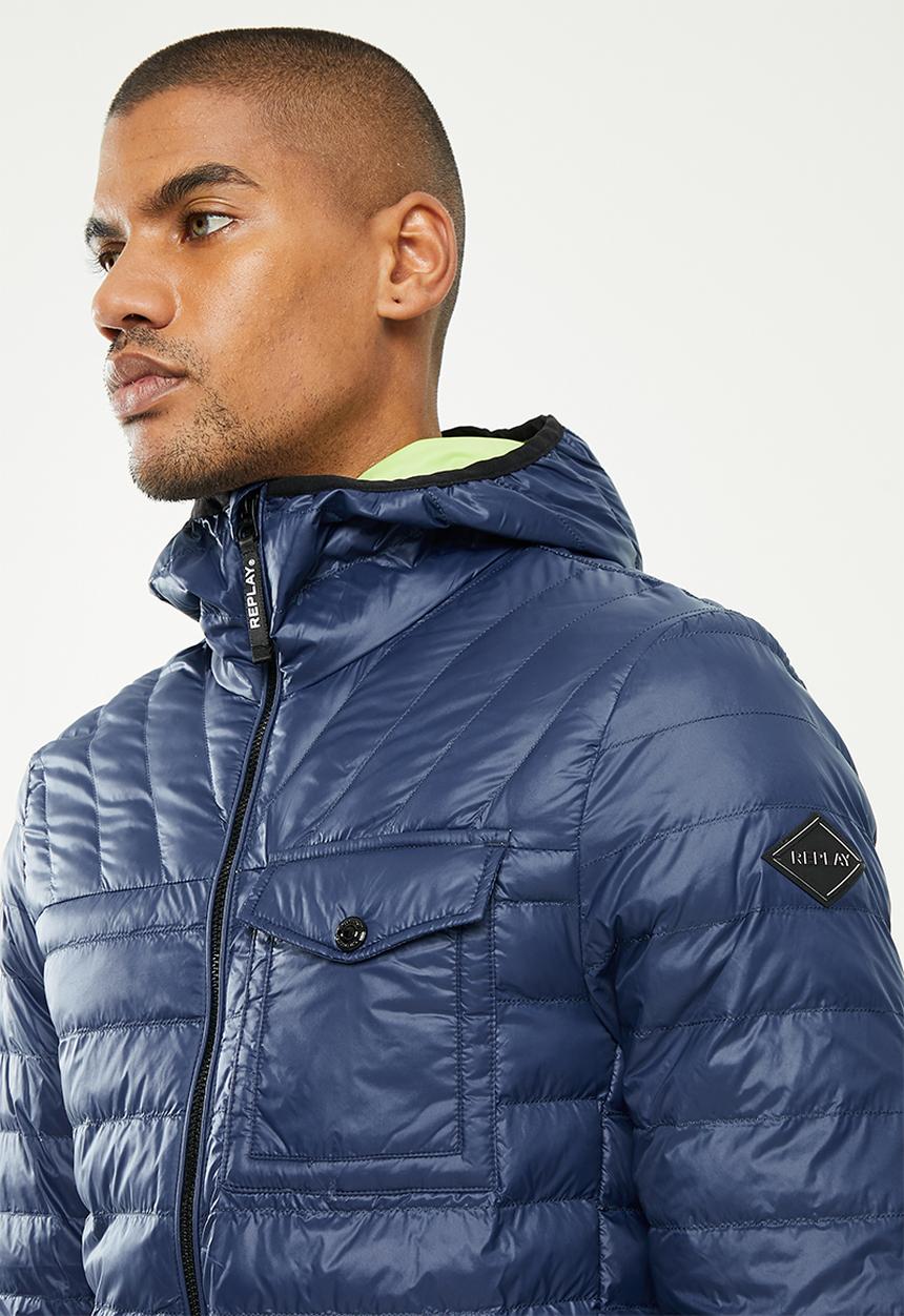 Replay - Hooded puffer jacket - blue