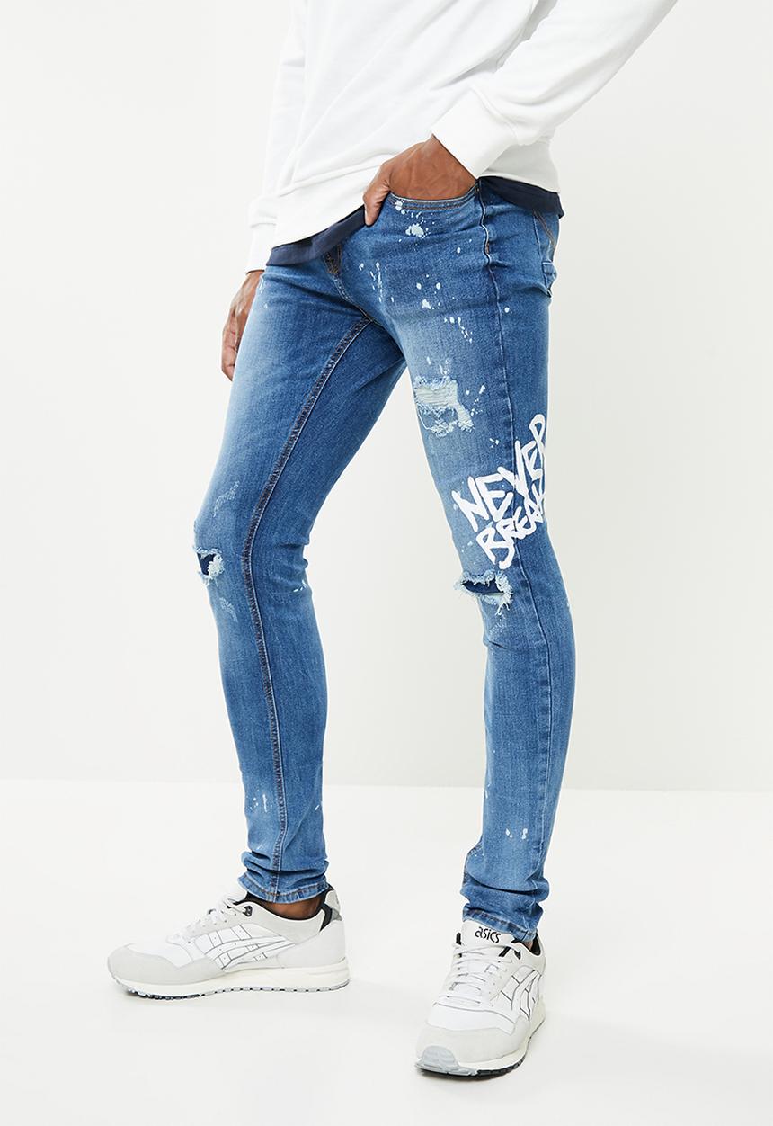 Cutty - Mitch Skinny fit Rip and Repair NB Jeans - blue