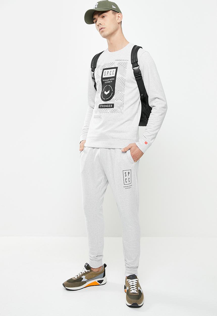 S.P.C.C - Ingram regular fit elasticated track pants - ice melange