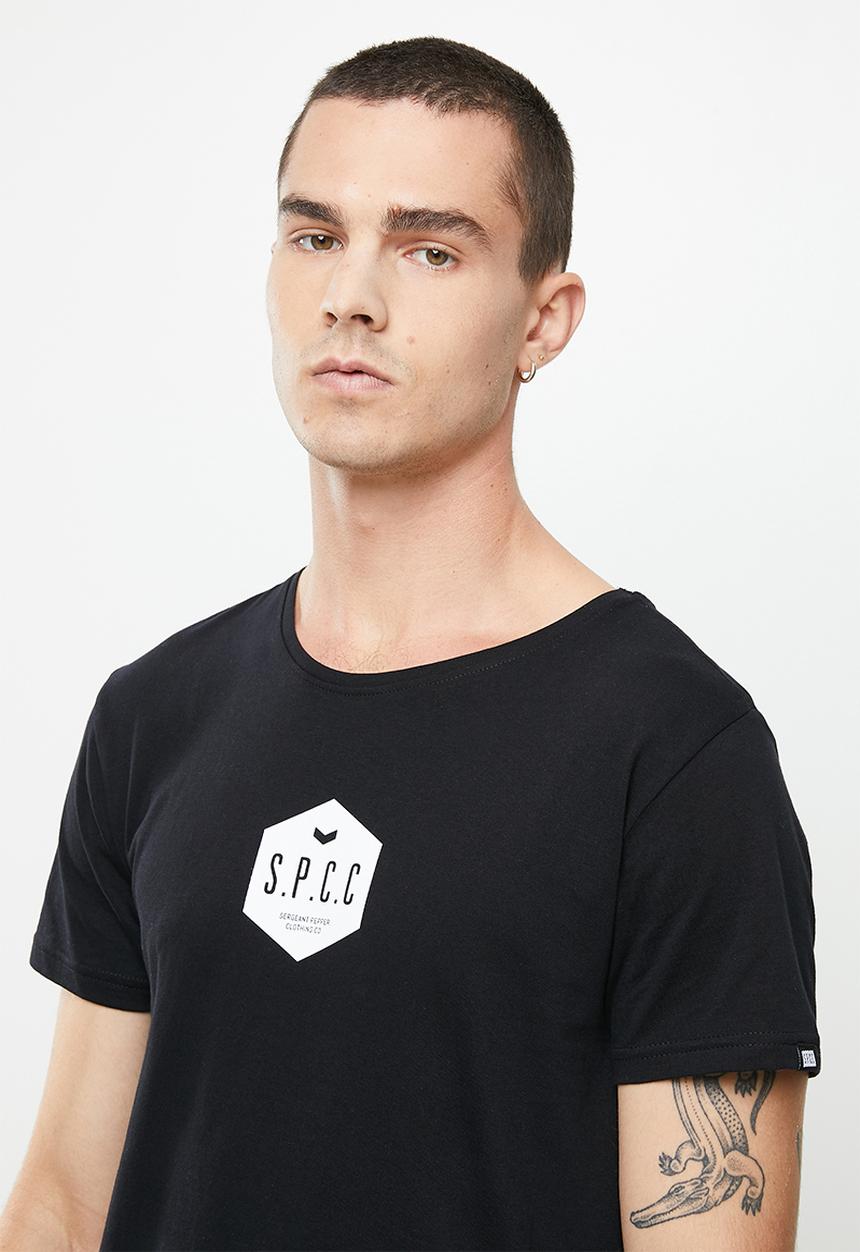 S.P.C.C - Coyle regular fit side slit straight hem tee - black
