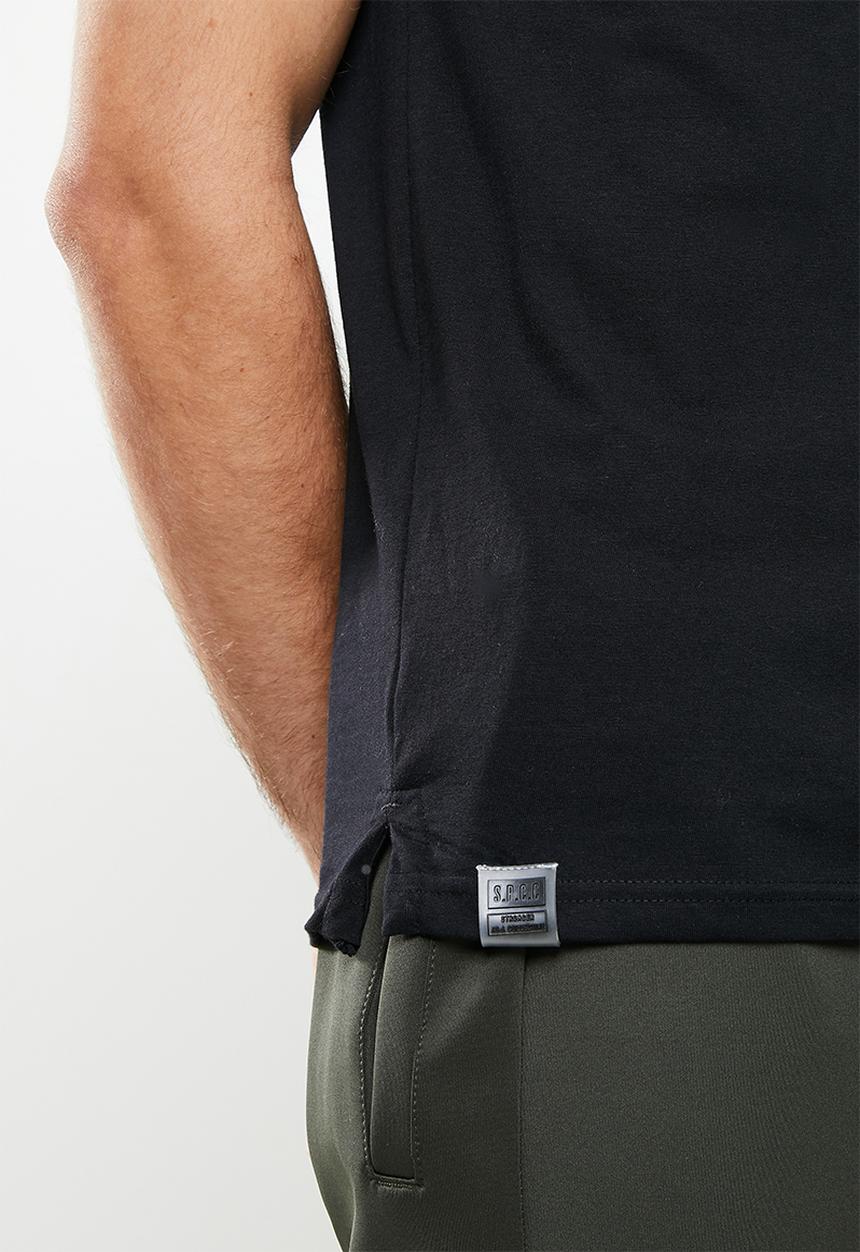 S.P.C.C - Coyle regular fit side slit straight hem tee - black
