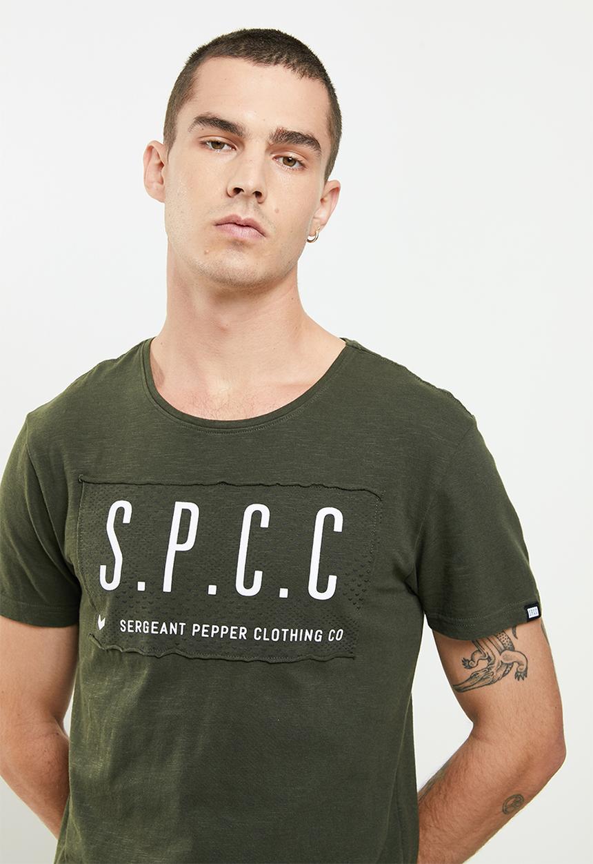 S.P.C.C - Otaro regular fit straight hem tee - dark moss