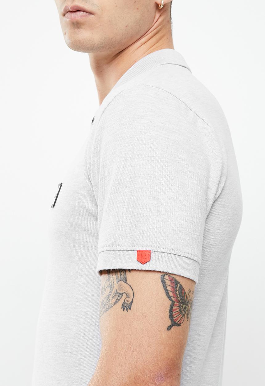 S.P.C.C - Cayenne slimline fit side slit straight hem polo - ice melange