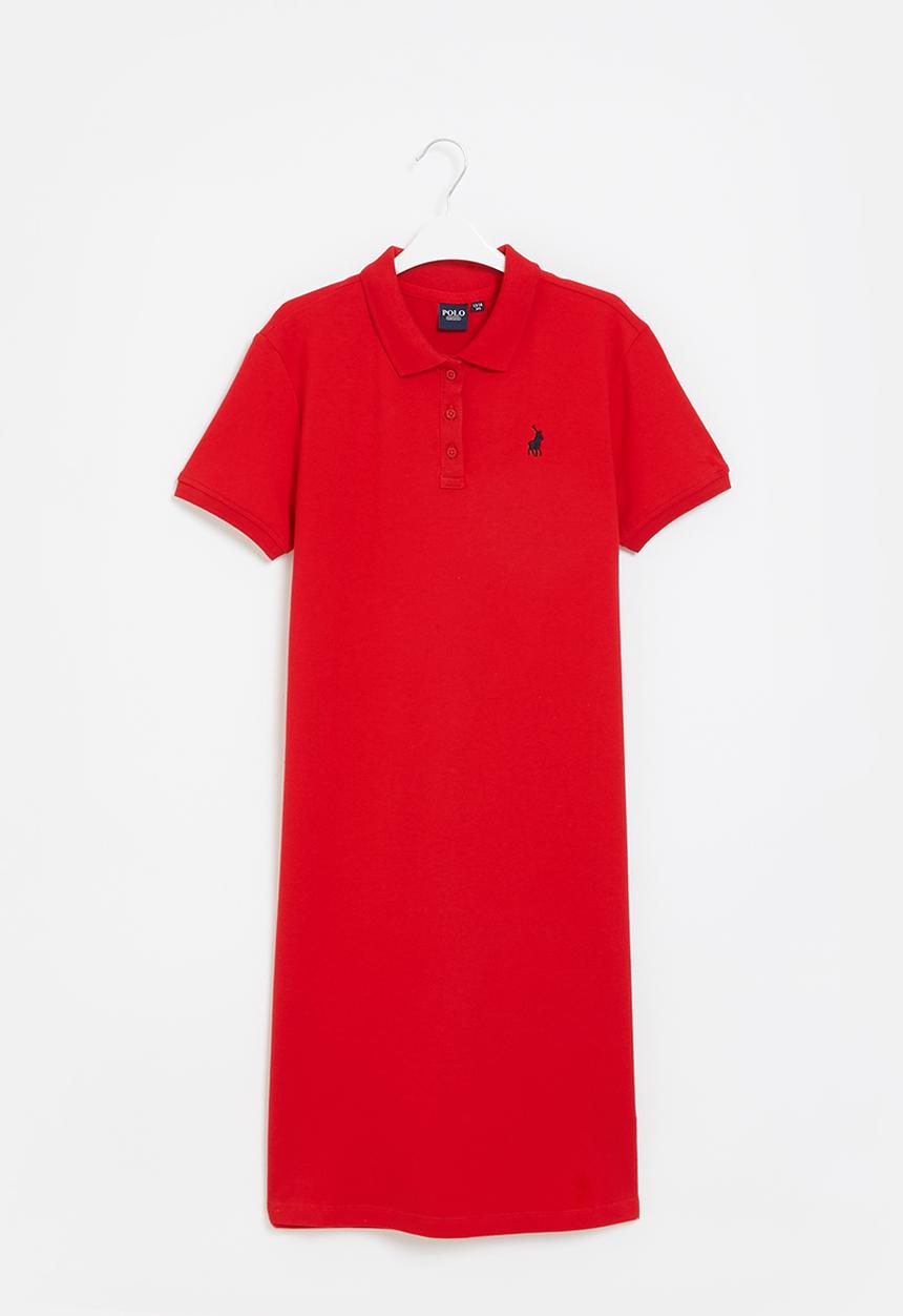 POLO - Girls classic short sleeve golfer dress - red