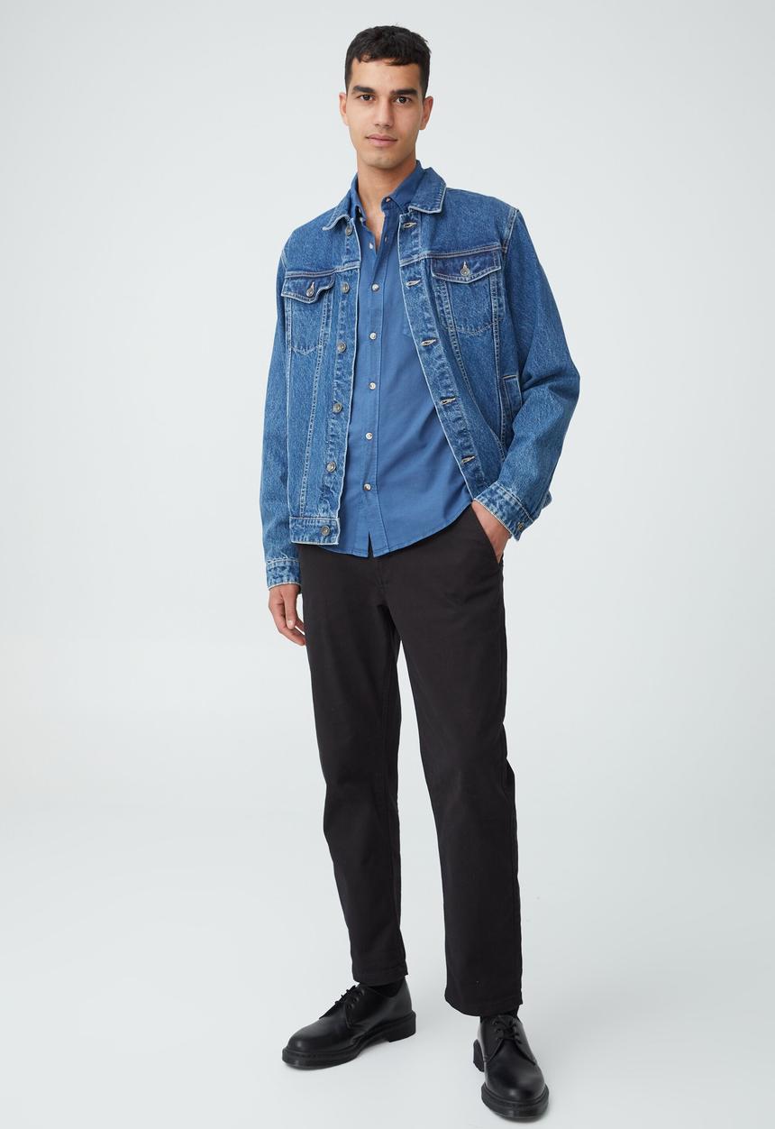 Cotton On - Mayfair long sleeve shirt-vintage aegean blue