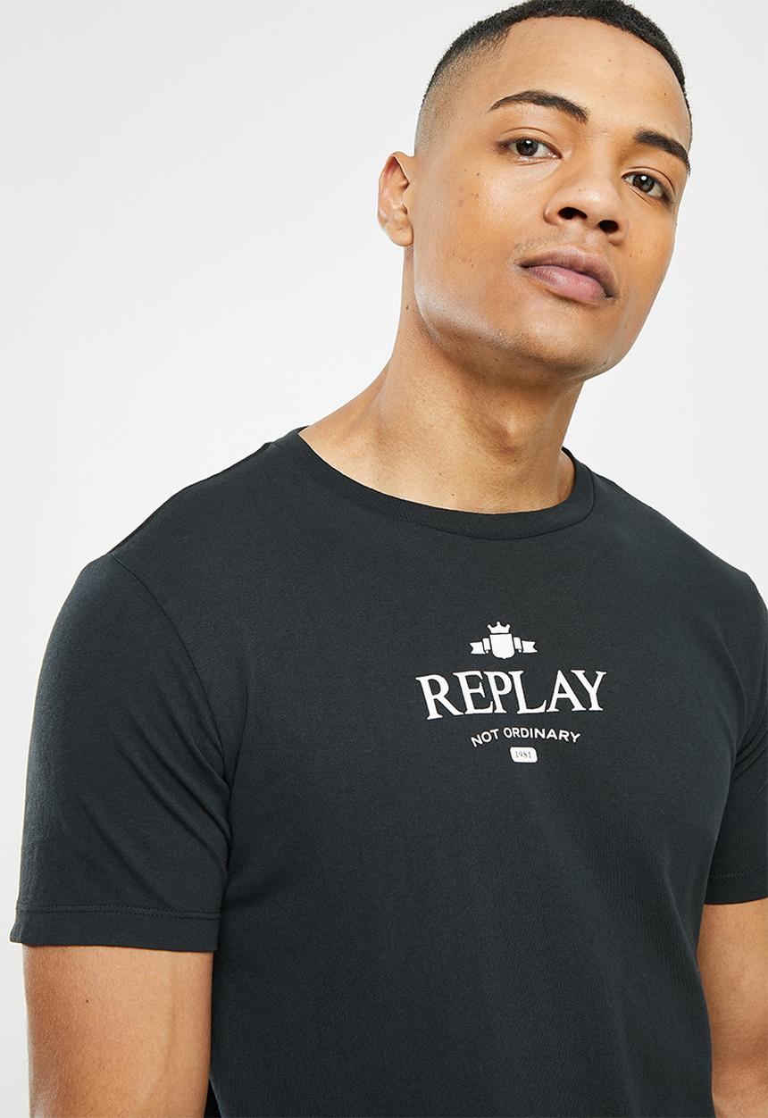 Replay - Replay chest print tee - black