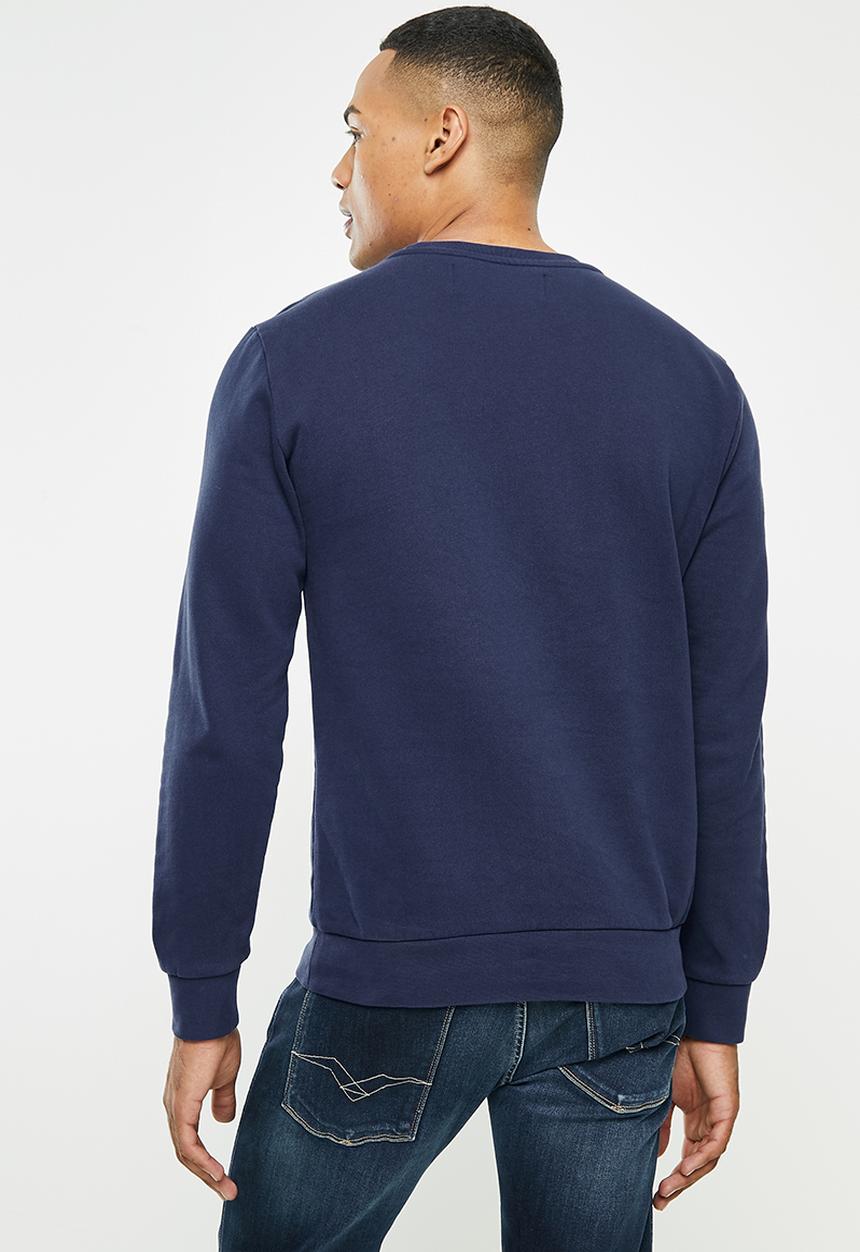 Replay - Replay side printed logo sweat crew - blue