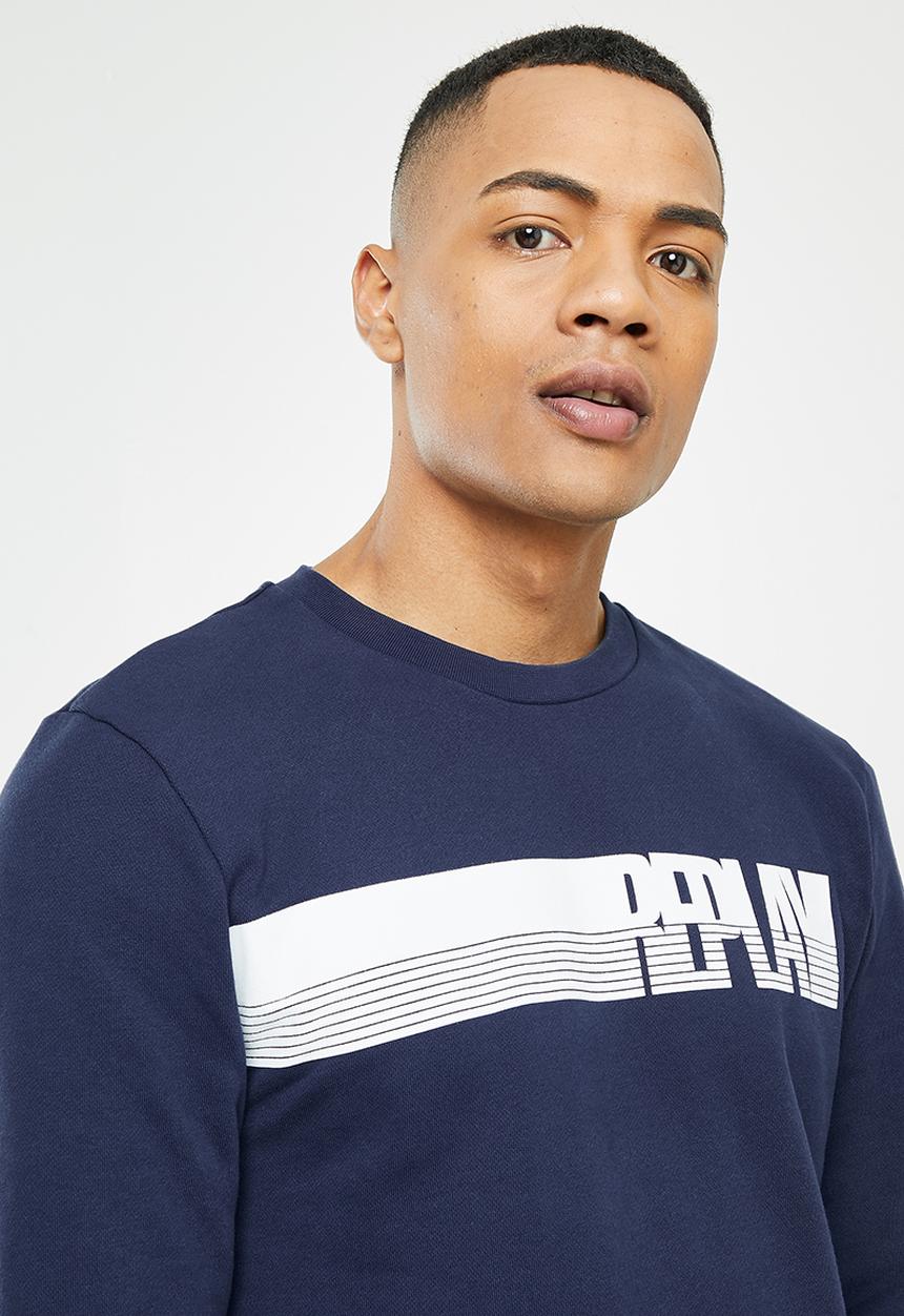 Replay - Replay side printed logo sweat crew - blue