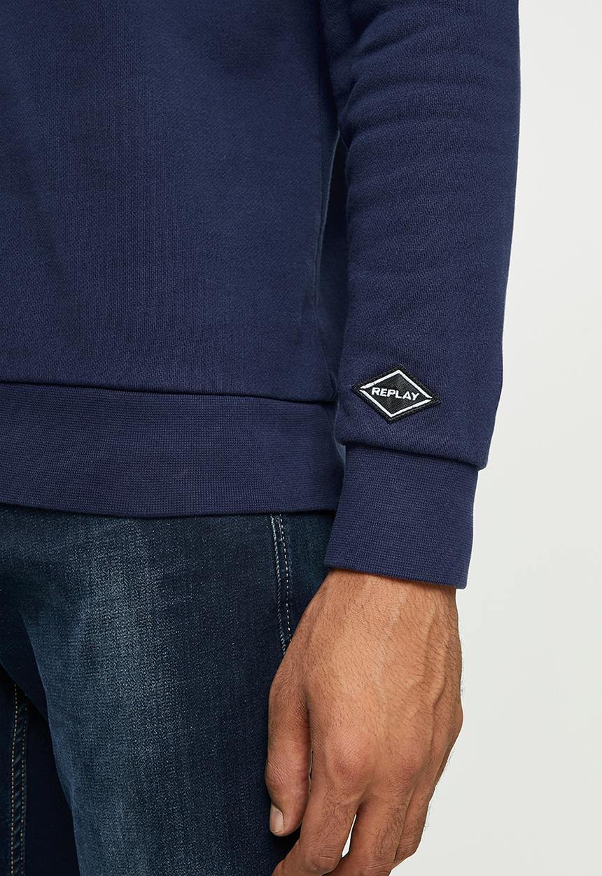 Replay - Replay side printed logo sweat crew - blue