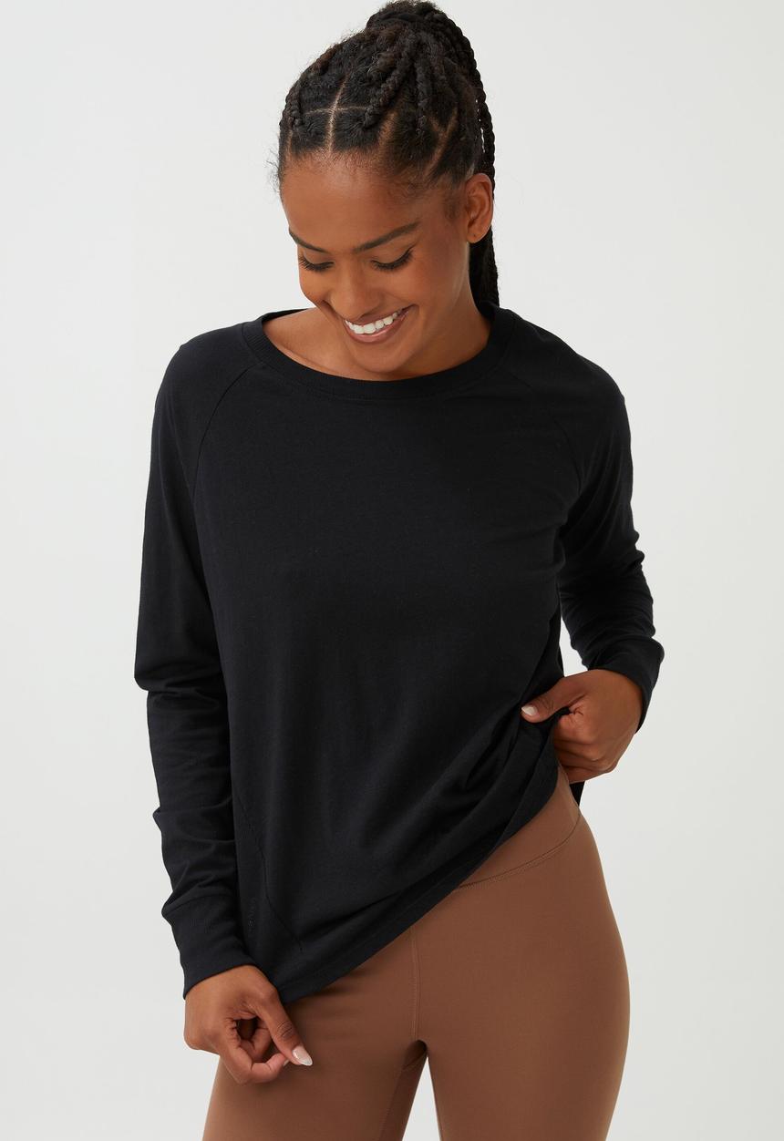 Cotton On - Active rib long sleeve top - black