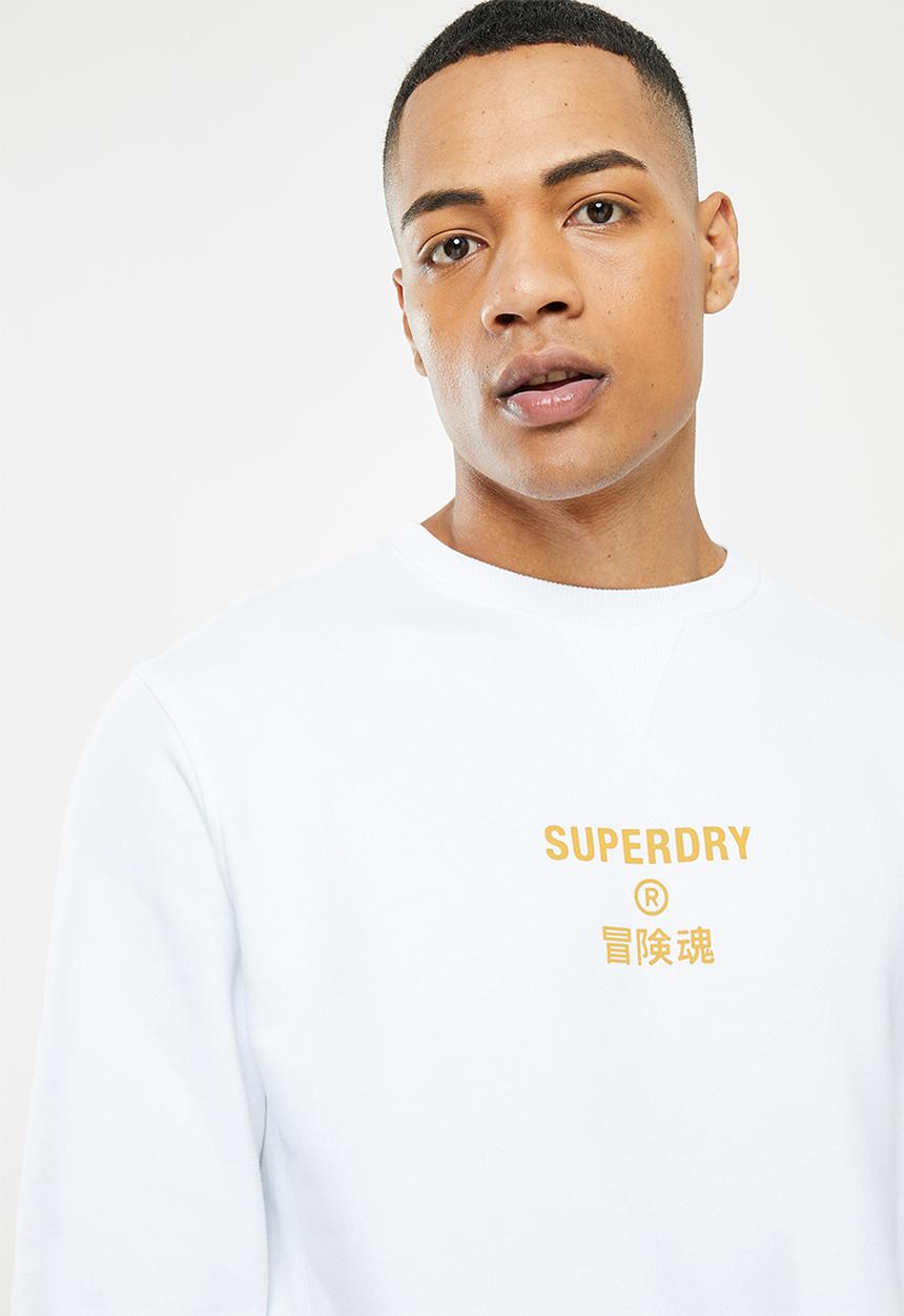 Superdry. - Corporate logo crew - white