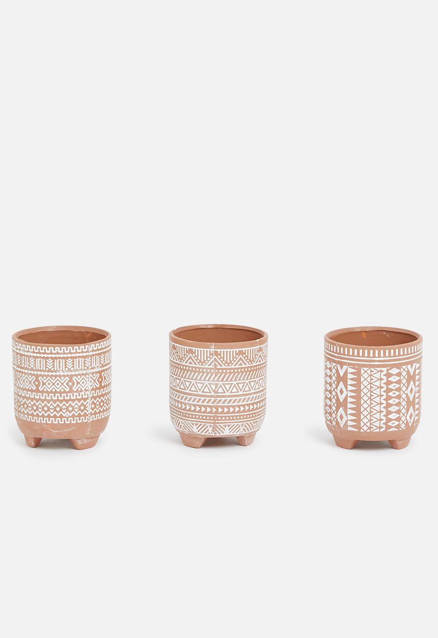H&S - Terracotta flower pot set of 3 - clay
