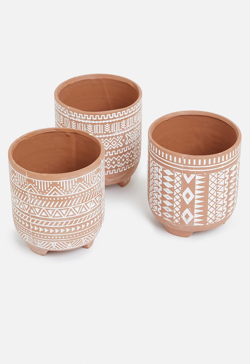 H&S - Terracotta flower pot set of 3 - clay