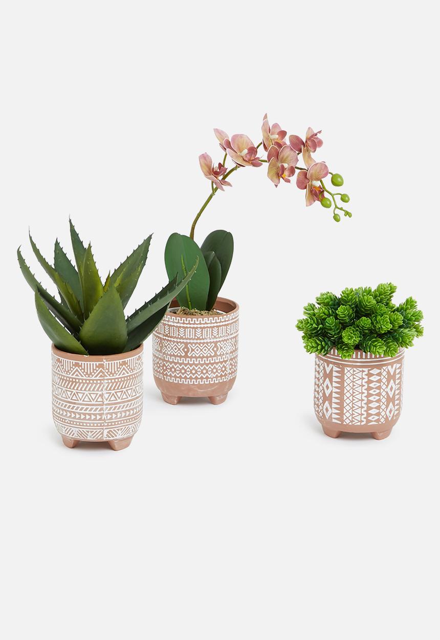 H&S - Terracotta flower pot set of 3 - clay