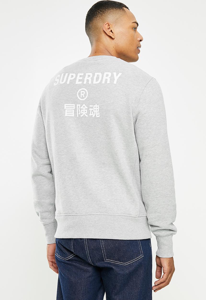 Superdry. - Corporate logo crew - grey