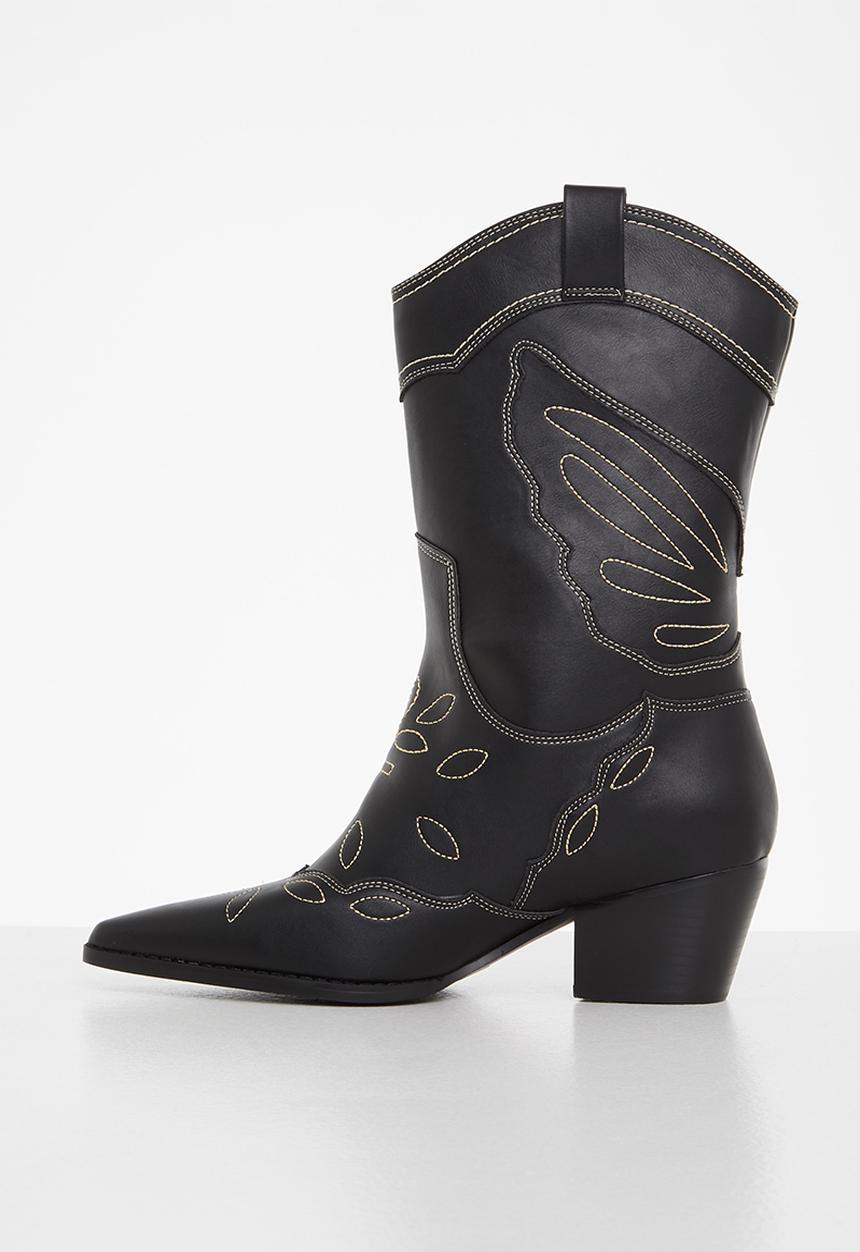 Public Desire - Howdy low heel western boot - black 
