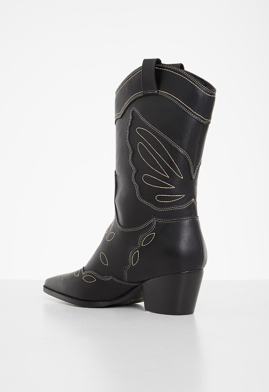 Public Desire - Howdy low heel western boot - black 