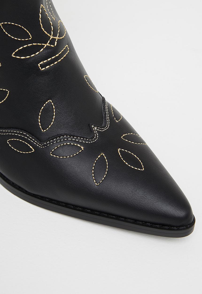 Public Desire - Howdy low heel western boot - black 