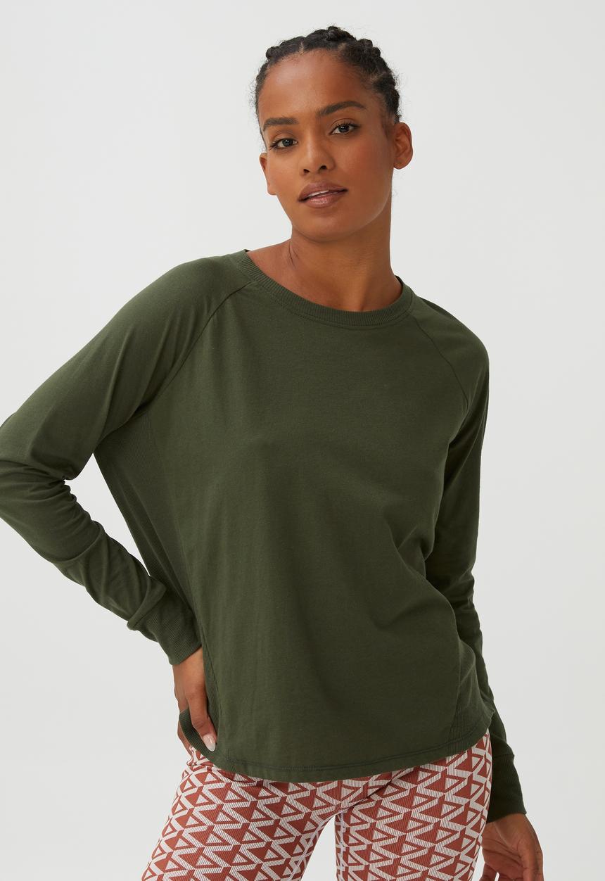 Cotton On - Active rib long sleeve top - khaki