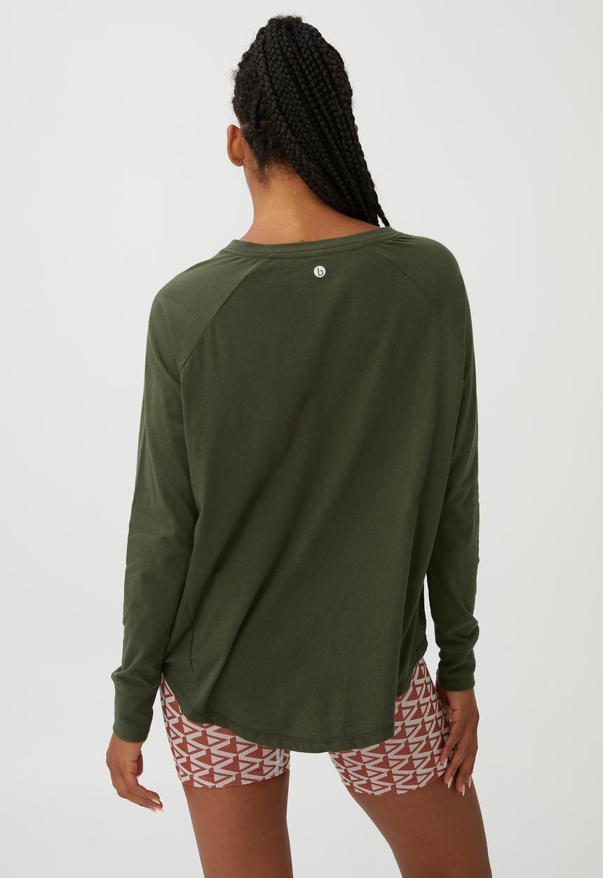 Cotton On - Active rib long sleeve top - khaki