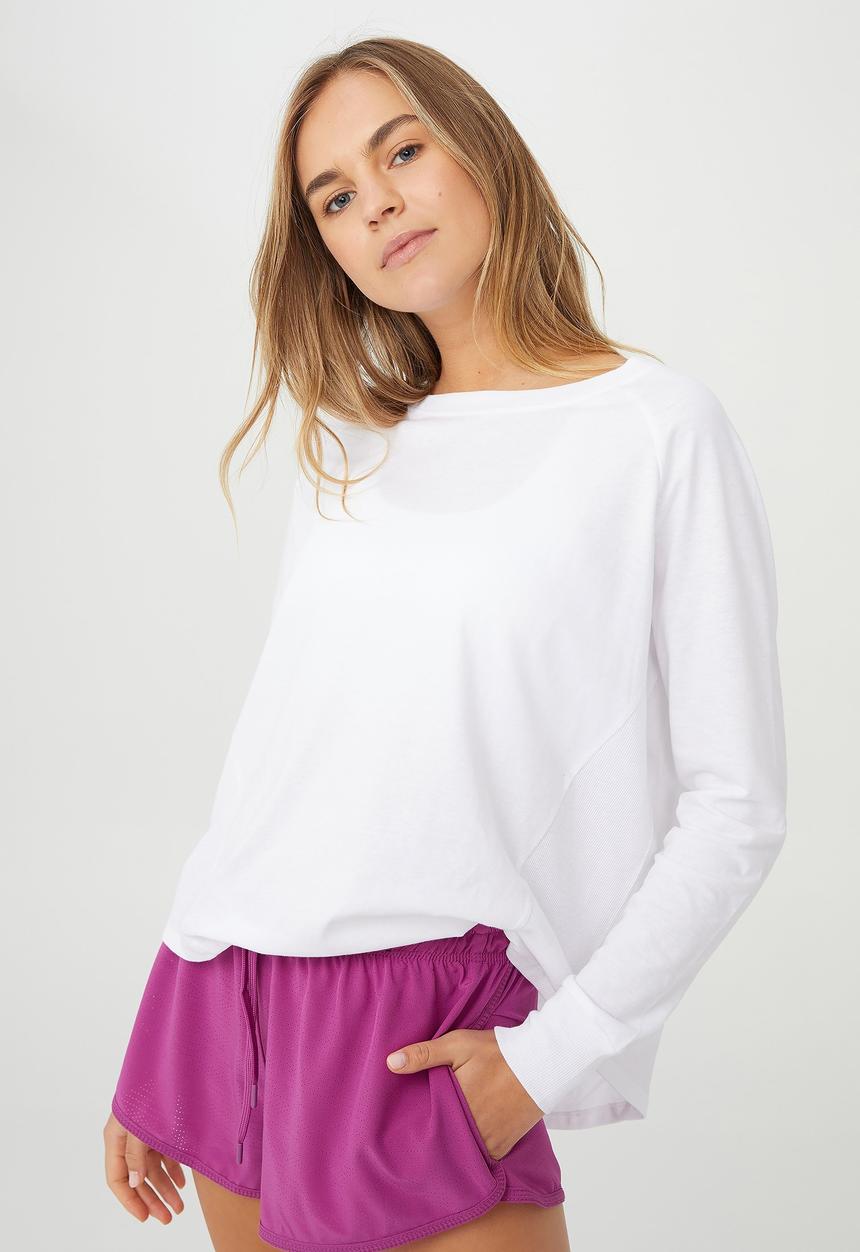 Cotton On - Active rib long sleeve top - white