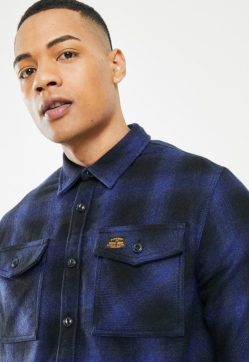 Superdry. - Wool miller overshirt - bluefalls check