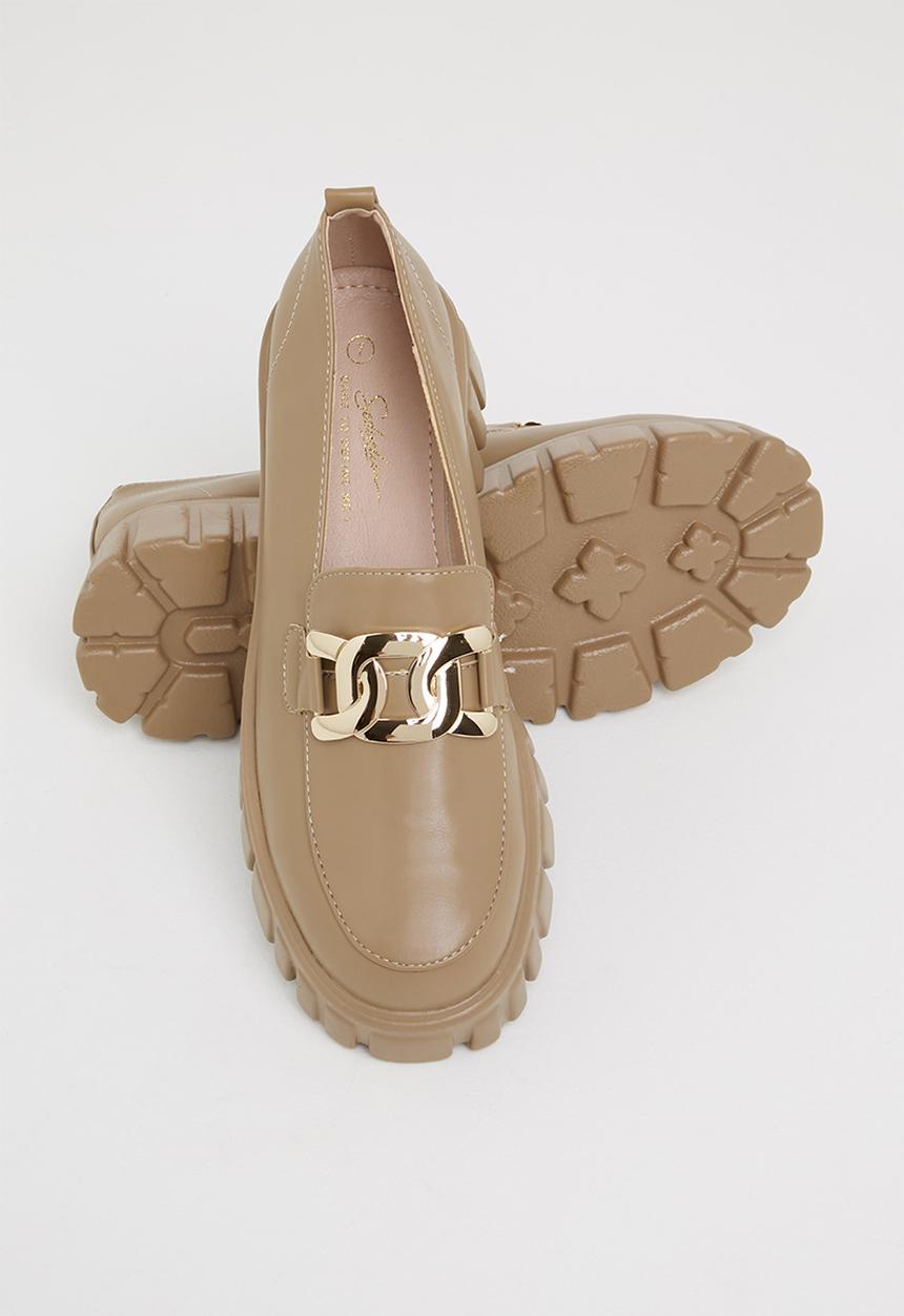 Seduction - Chunky chain trim loafer - taupe