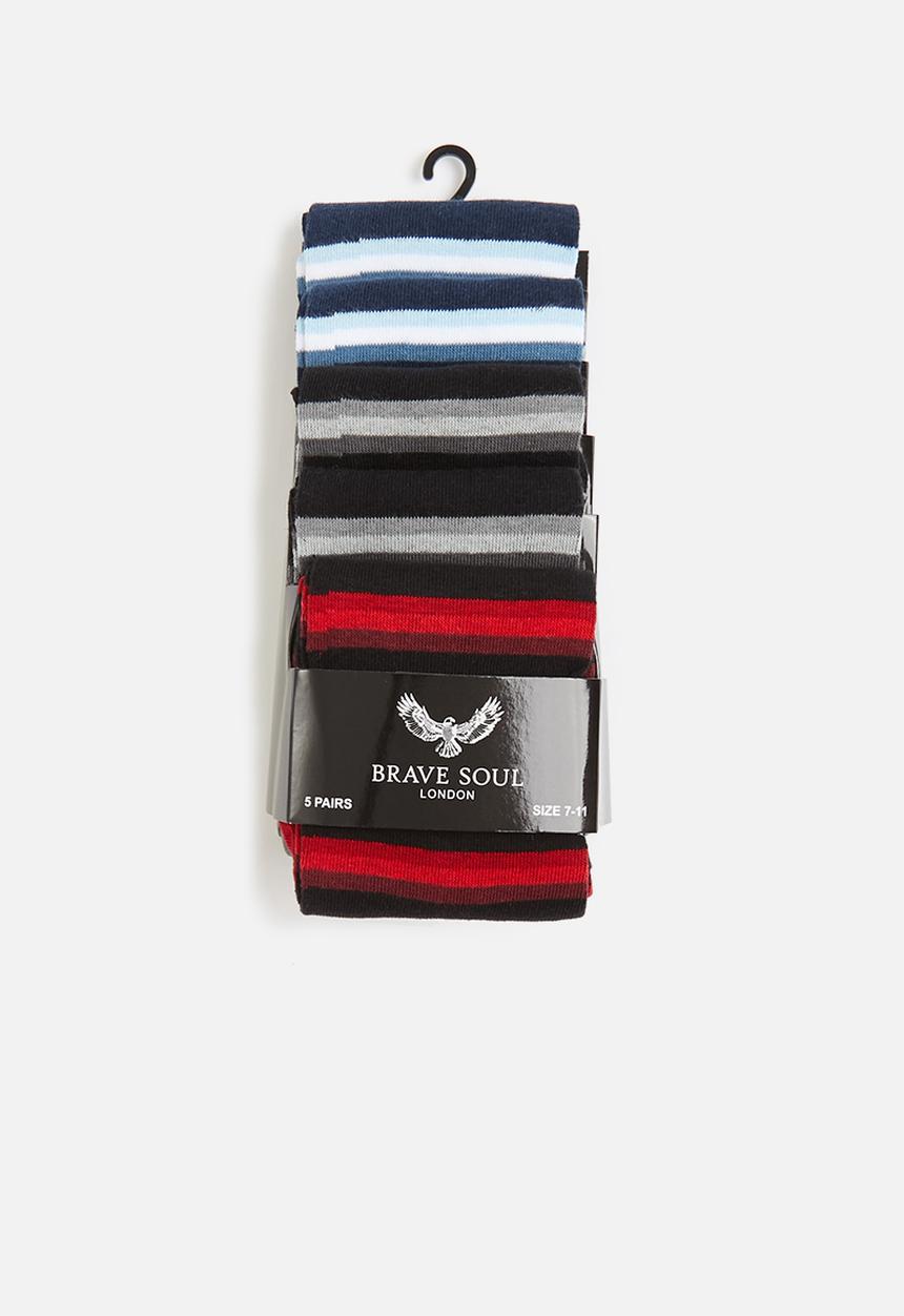 Brave Soul - Dalkey 5 pack stripe socks - multi