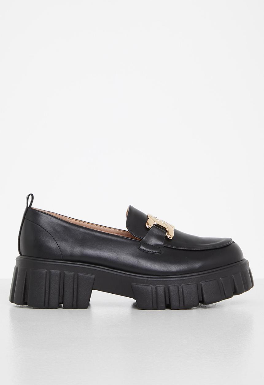 Seduction - Chunky chain trim loafer - black