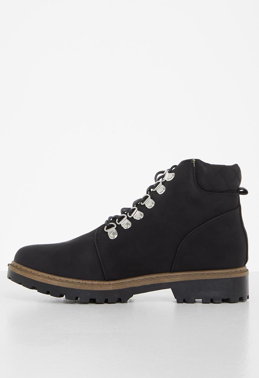 Seduction - Lace up hiking bootie - black