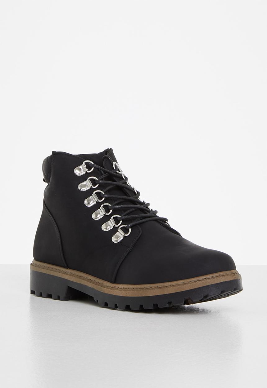 Seduction - Lace up hiking bootie - black