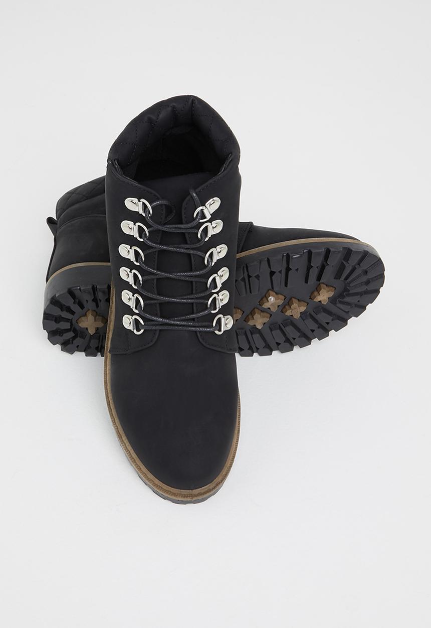 Seduction - Lace up hiking bootie - black
