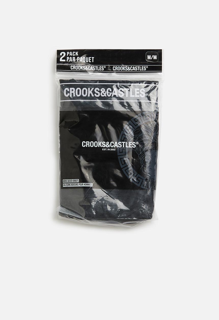 Crooks & Castle - 2-pack hoods boxers - grey & black 