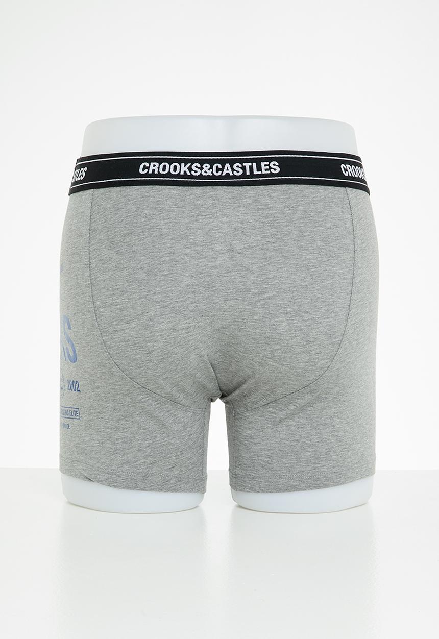 Crooks & Castle - 2-pack hoods boxers - grey & black 