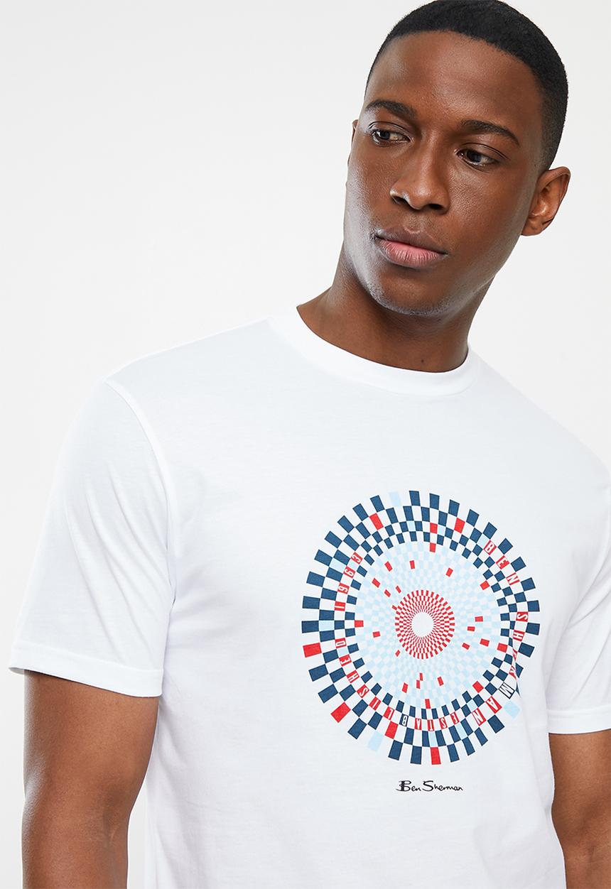 Ben Sherman - Ska check short sleeve target tee - white