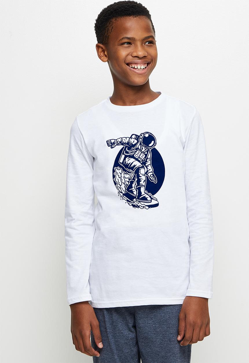 Rebel Republic - Boys top & pants pj set - white & navy