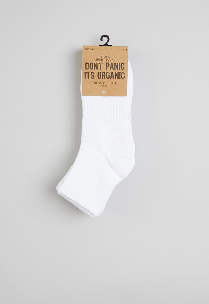 Brave Soul - Track 5 pack socks - white