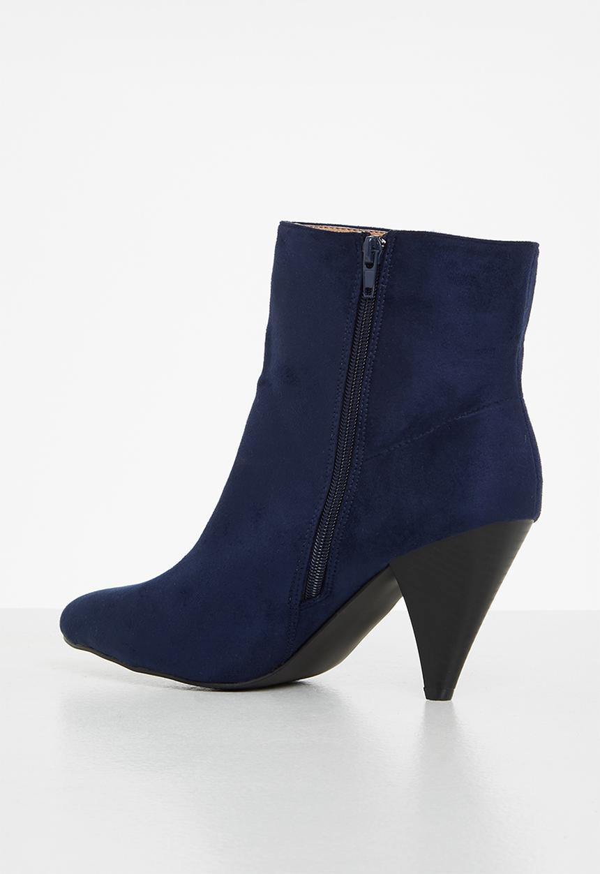 Jada - Pointed cone heel ankle boot - navy