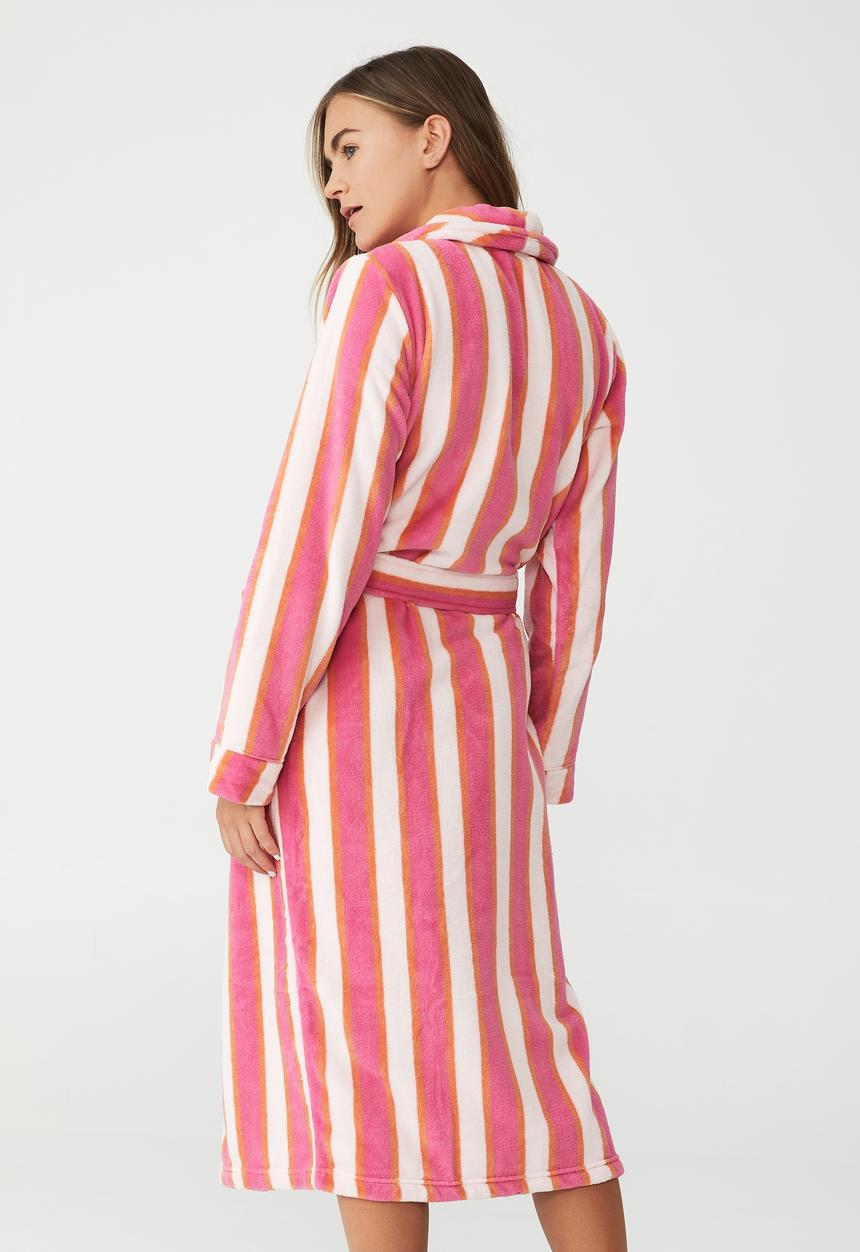 Cotton On - The hotel luxe robe - pink cosmo stripe