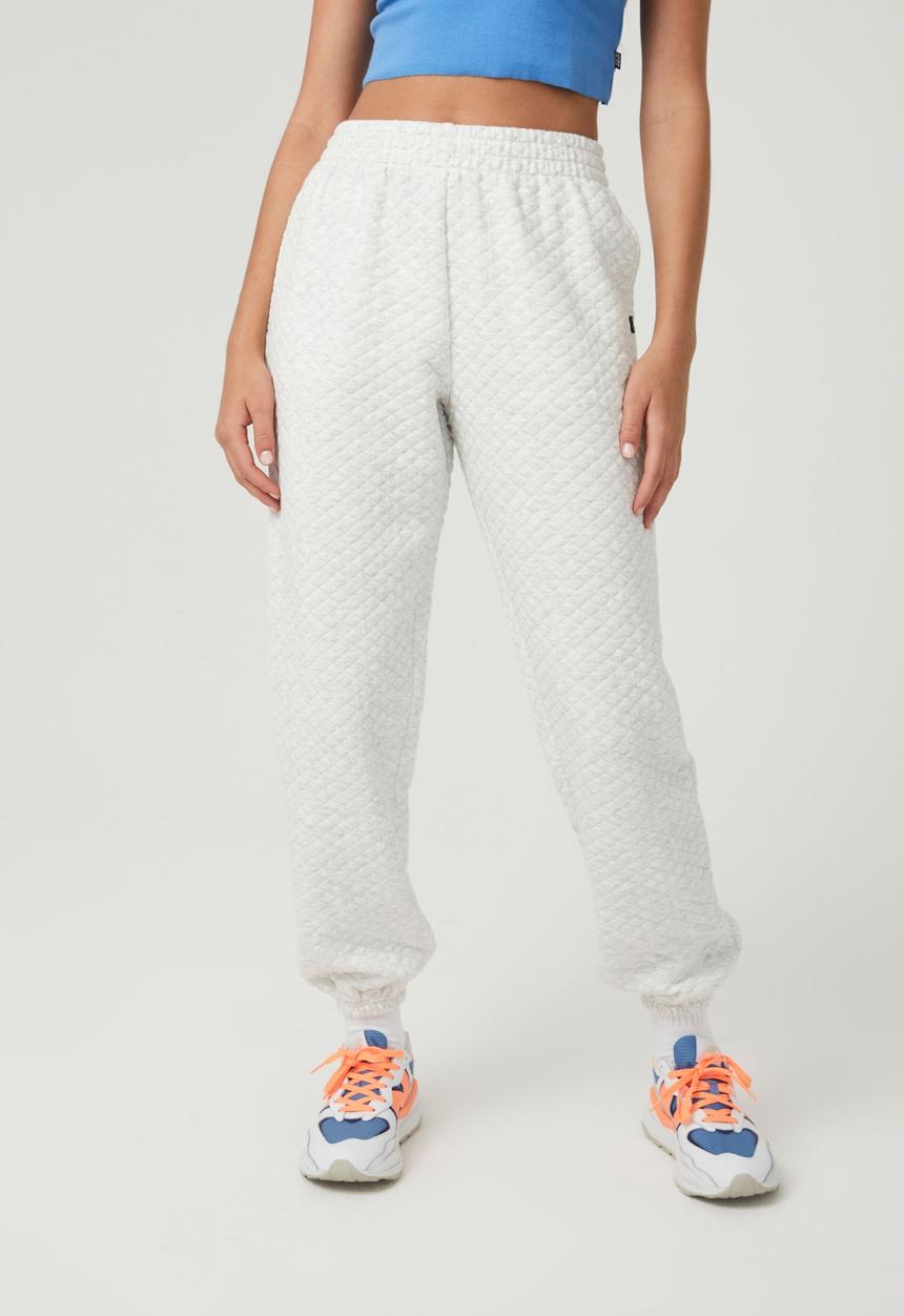Cotton On - Quilted gym track pant - cloudy grey marle quilted