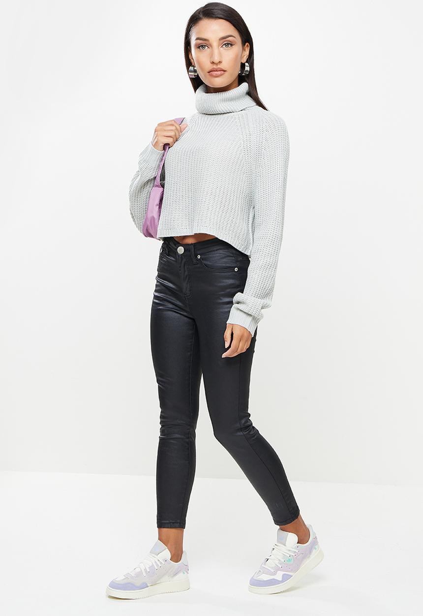 Missguided - Petite recycled batwing crop jumper - grey