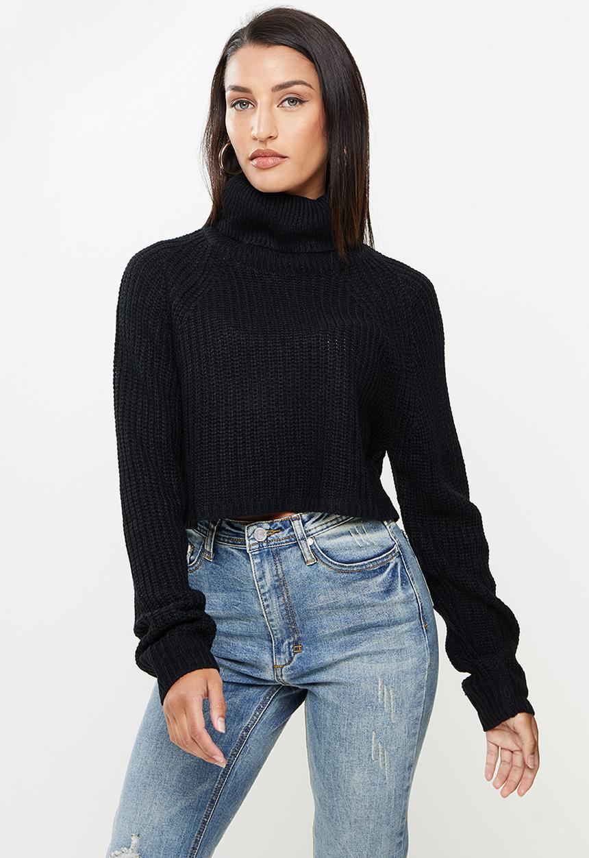 Missguided - Petite recycled batwing crop jumper - black