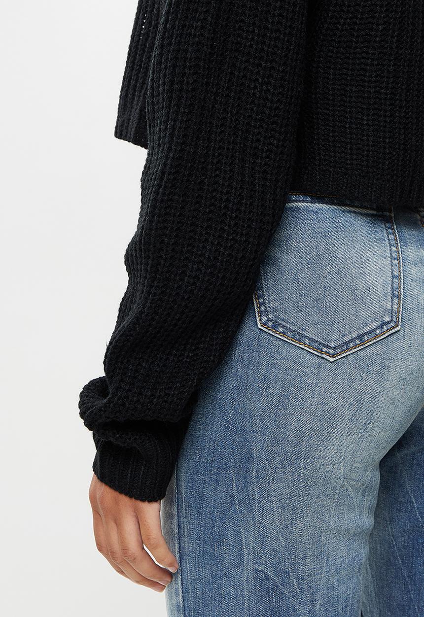 Missguided - Petite recycled batwing crop jumper - black