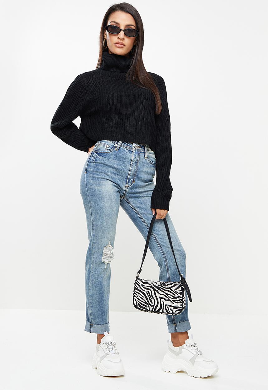 Missguided - Petite recycled batwing crop jumper - black
