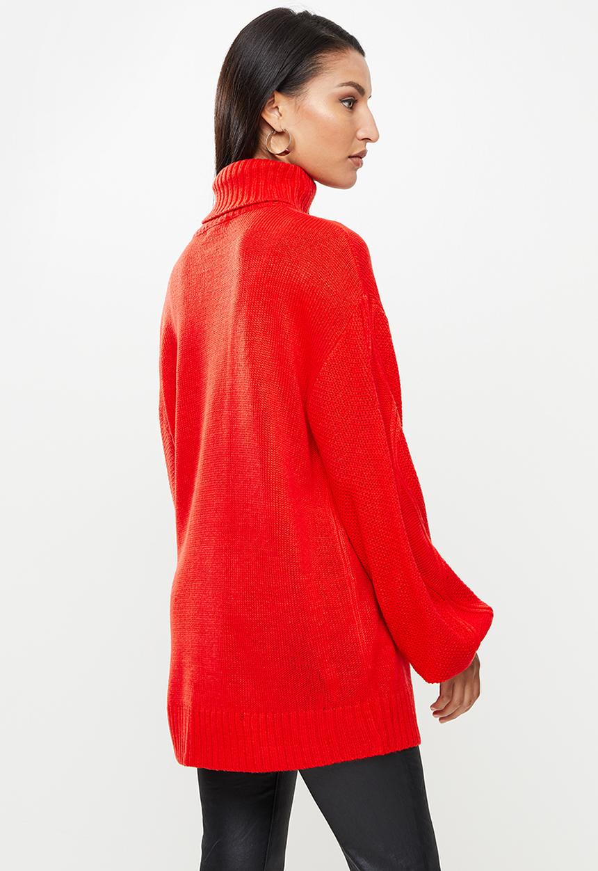 Missguided - Petite recycled cable sleeve jumper - red
