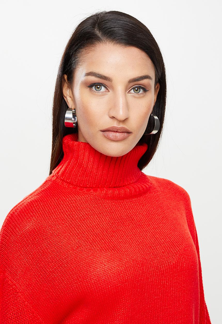 Missguided - Petite recycled cable sleeve jumper - red